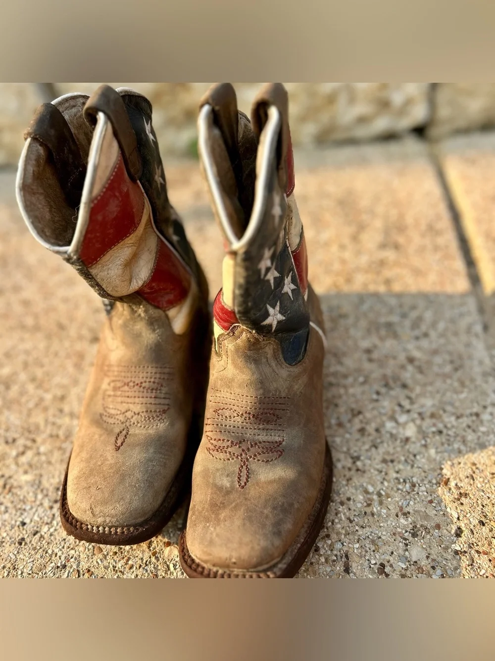 DURANGO BOYS' AMERICAN FLAG WESTERN BOOTS - SQUARE TOE